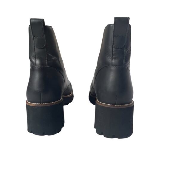 Blondo Drew Waterproof Leather Zip Bootie 9.5 Ankle Boot Wedge Lug Heel Academia - Picture 4 of 14